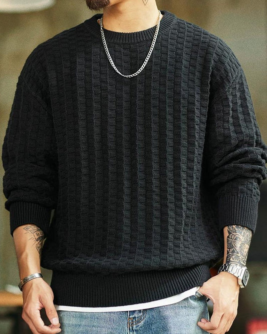 ルイドソ チェック柄ラウンドネックニットセーター 2391