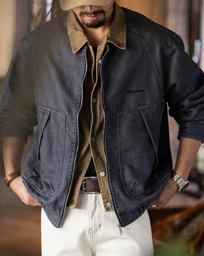 ウェスタリー バイカラー襟切替ラグランワークブルゾン 2491