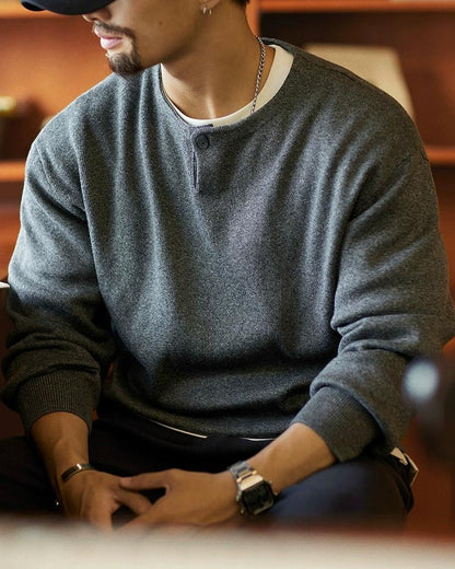 メスキート ワンボタンUネックニットセーター 2323