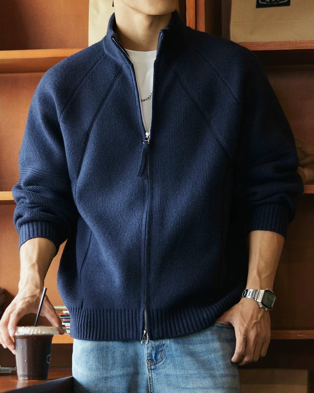 モーゼスレイク フルジップニットセーター 2387