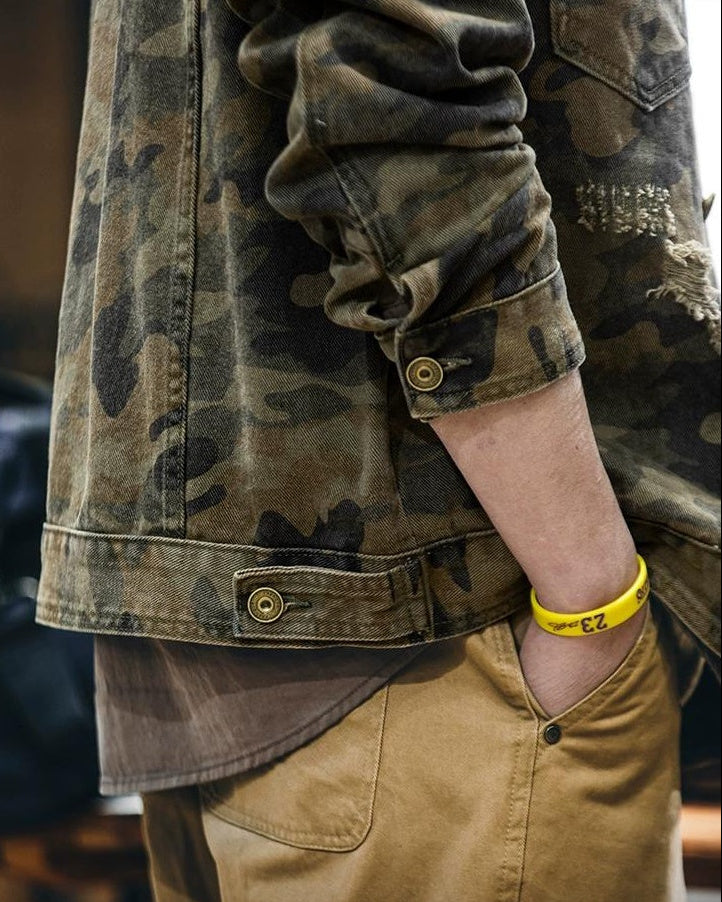 セントジョセフ カモ柄ダメージデニムジャケット 2340