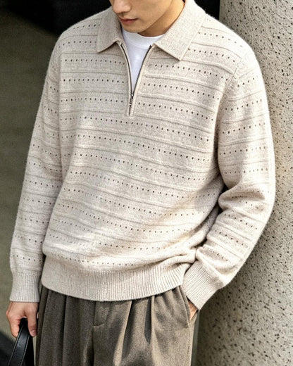 テイタム ハーフジップポロカラープルオーバー 2899