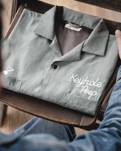 オイルシティ レタードエンブロイダリーオープンカラーシャツ 2635