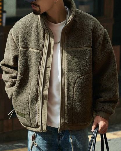 イサカ  スタンドカラーボリュームフリースジャケット 2299