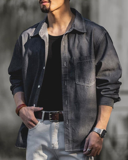 マクミンビル ストライプジャカードデニムシャツ 2520