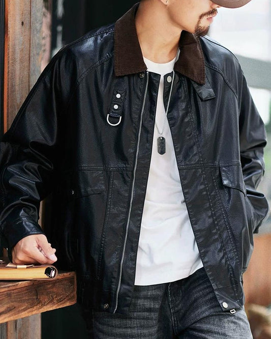 アードモア コーデュロイカラーPUレザージャケット 2396