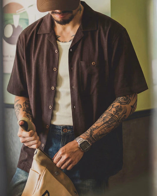 ゼインズビル ソリッドポケットオープンカラーシャツ 2587