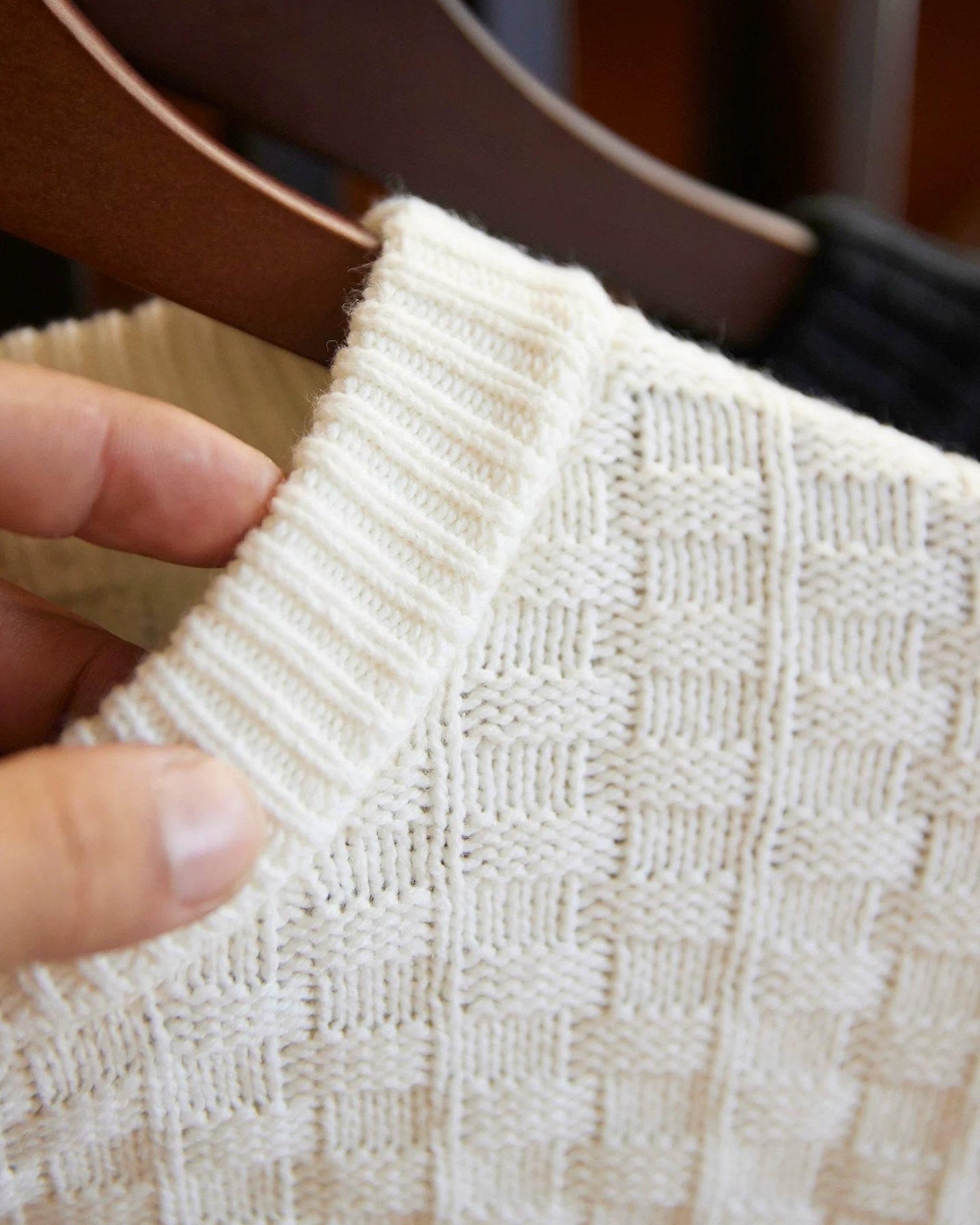 ルイドソ チェック柄ラウンドネックニットセーター 2391