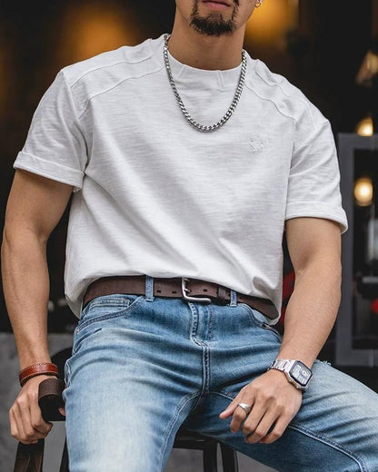 ホワイトフィッシュ ロールアップスリーブクルーネックトップス 2597