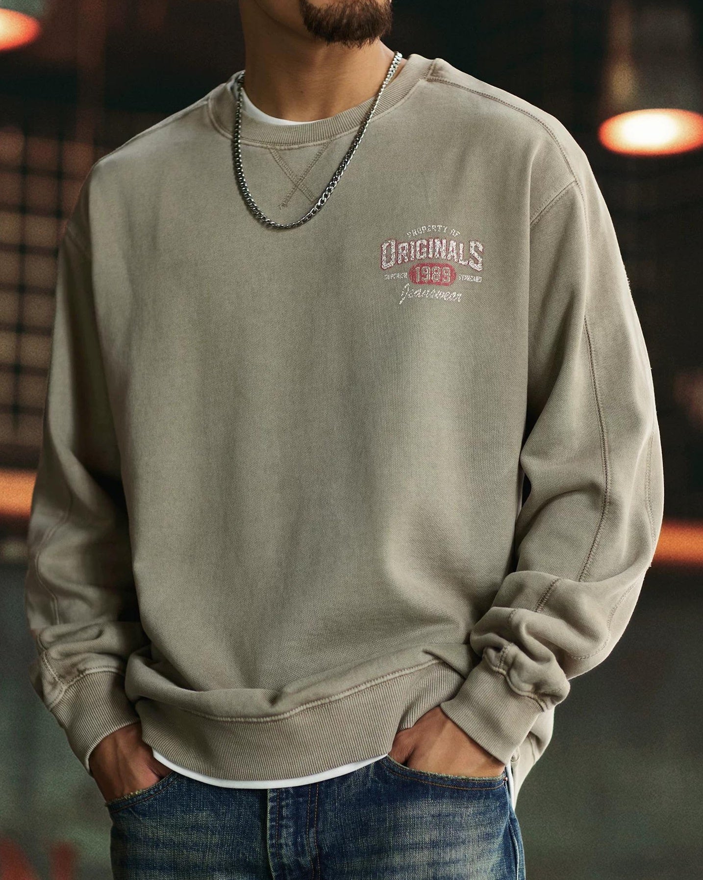 ワクサハチー バックプリント裏フリーススウェットプルオーバー 2394