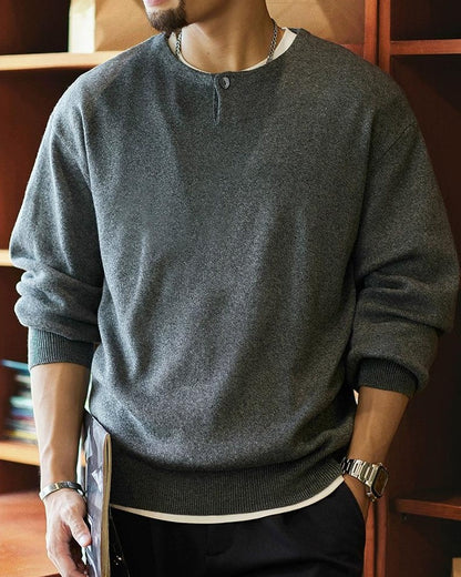 メスキート ワンボタンUネックニットセーター 2323