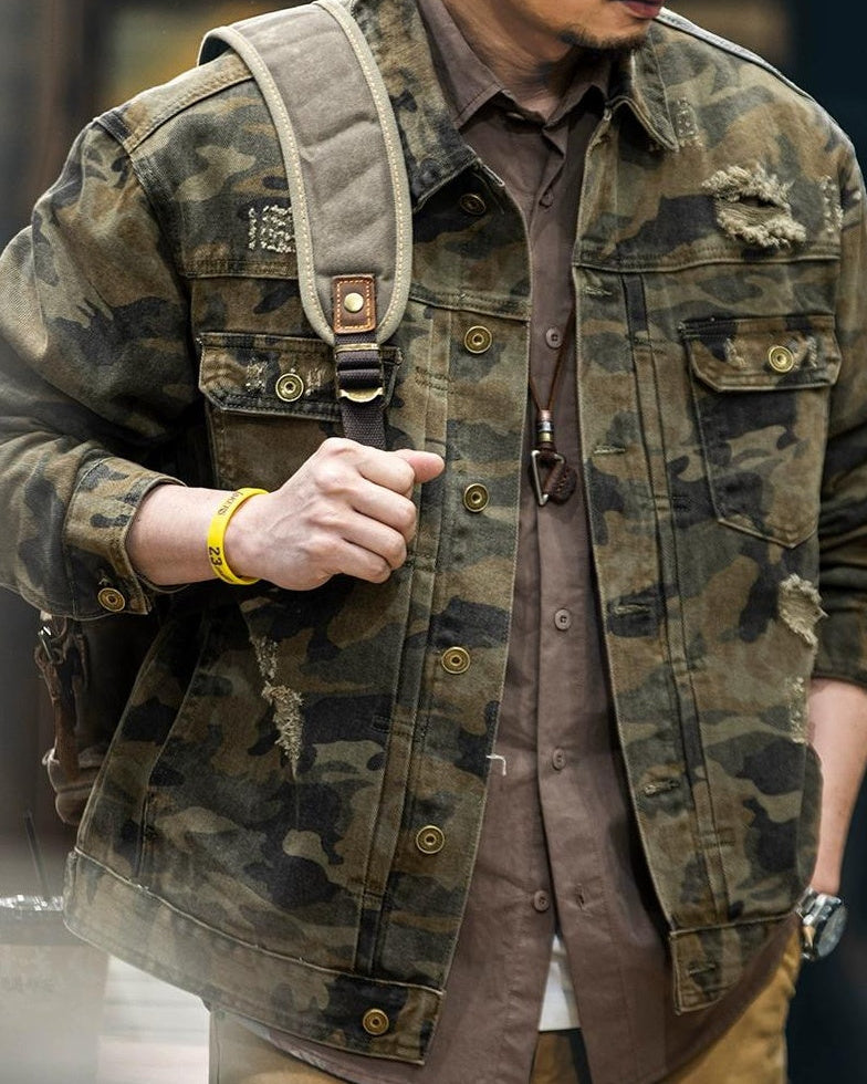 セントジョセフ カモ柄ダメージデニムジャケット 2340