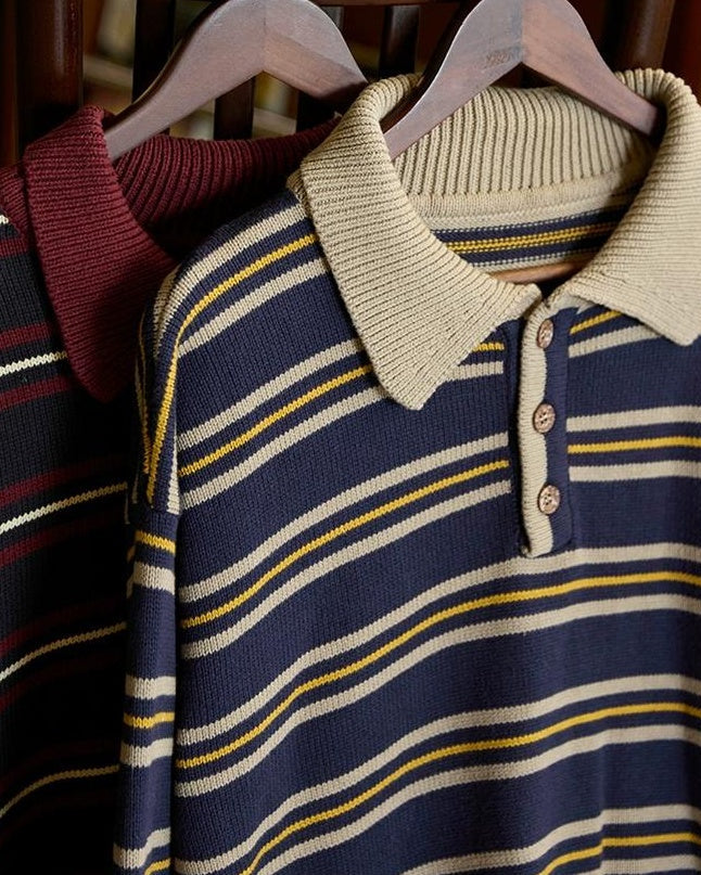 モントピリア ポロカラーレトロボーダーニット 2293