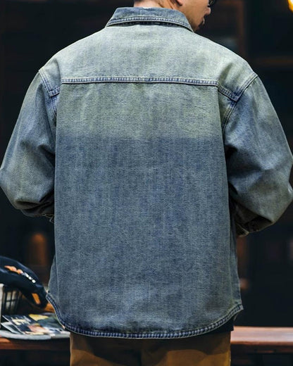 ヘイスティングス ウォッシュドデニムドットボタンワークシャツ 2407