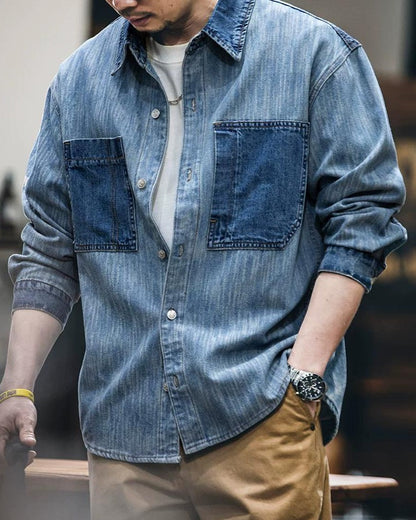 エンタープライズ ダブルポケットコントラストパネルシャツ 2421