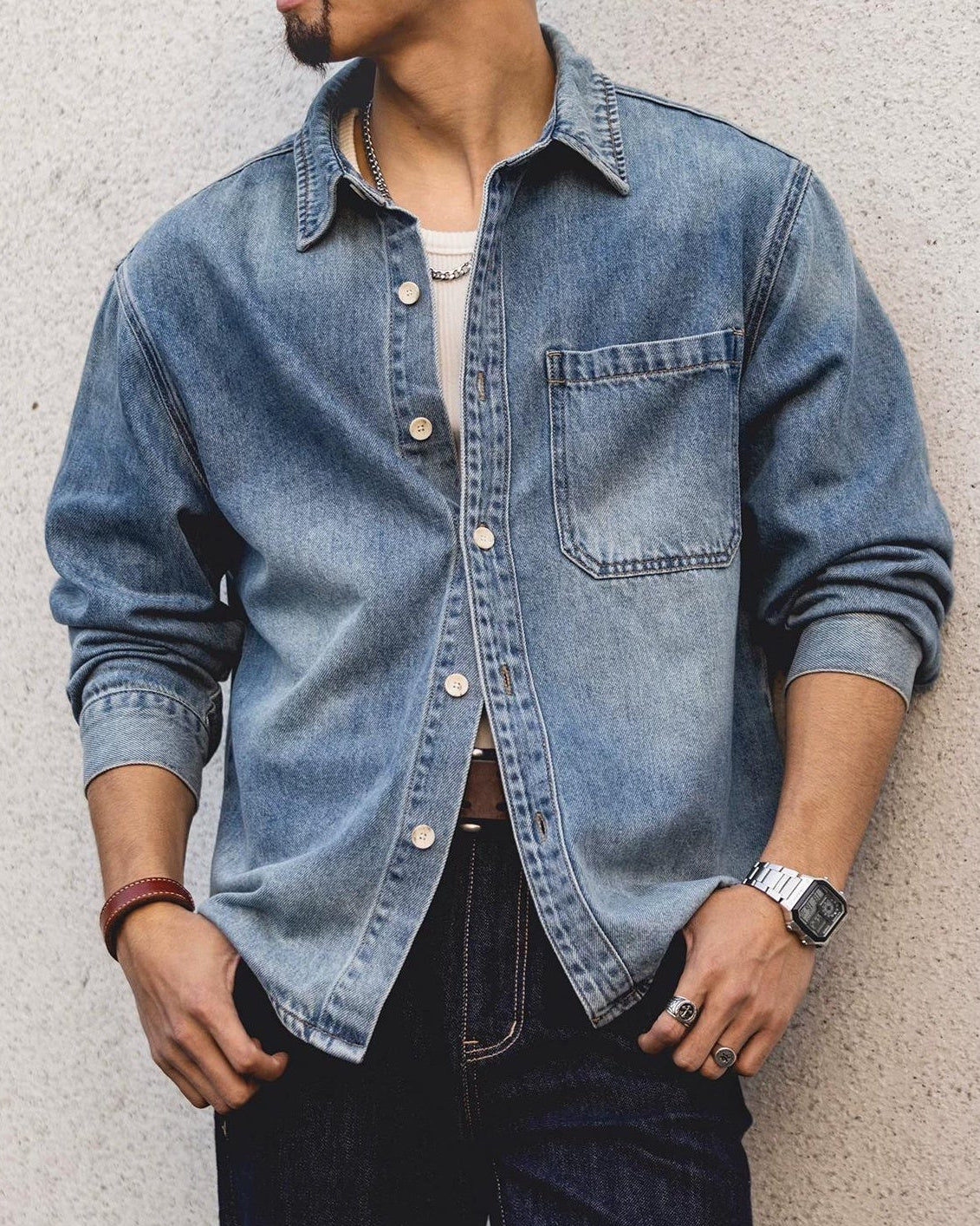 アナコンダ ボックスシルエットシングルポケットデニムシャツ 2476