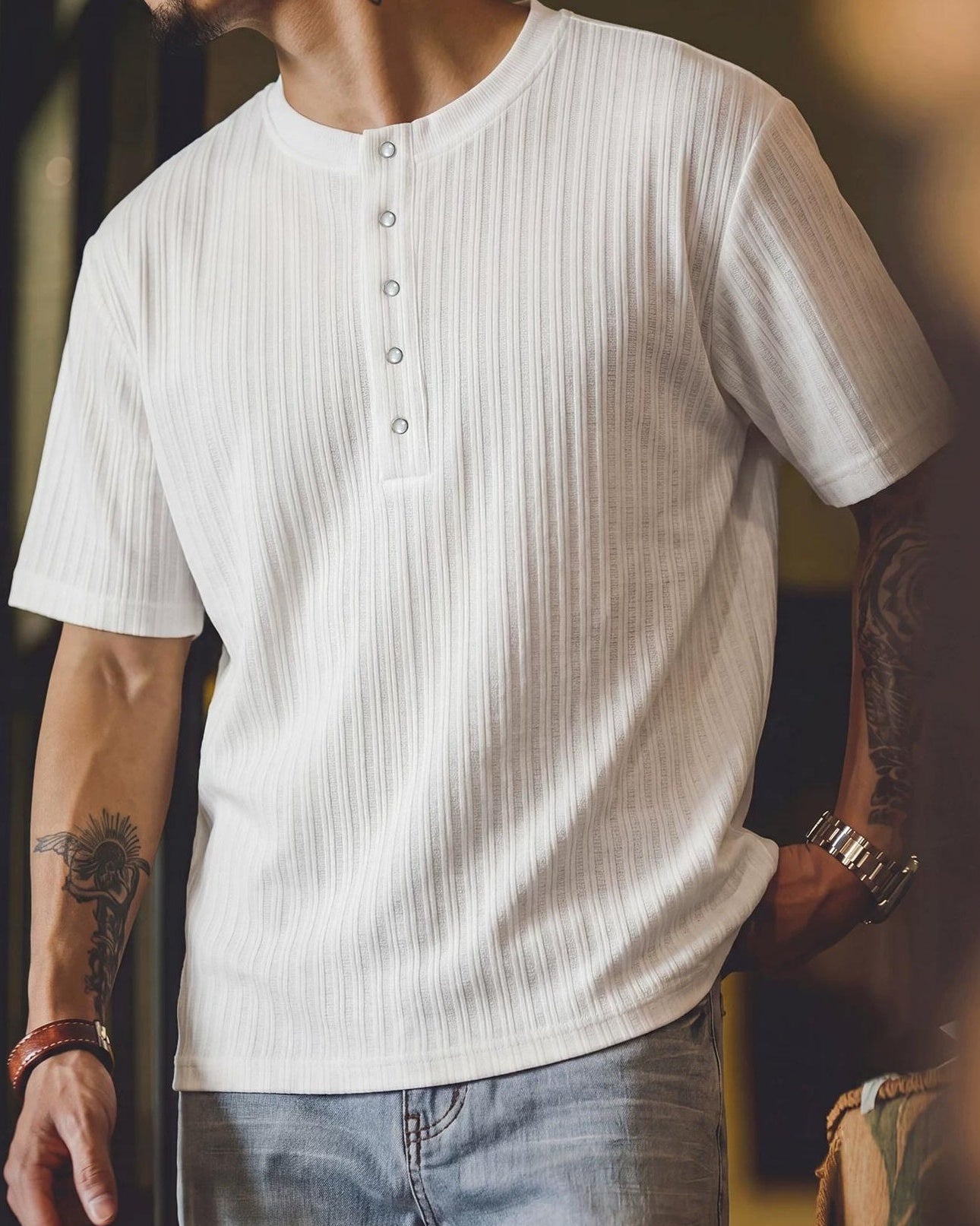ワイマー ヘンリーネックショートスリーブTシャツ 2738