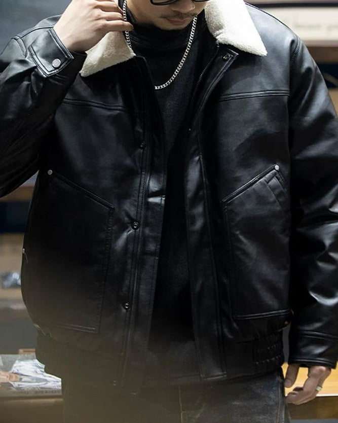 アルトゥーナ ボア襟PUレザージャケット 2366