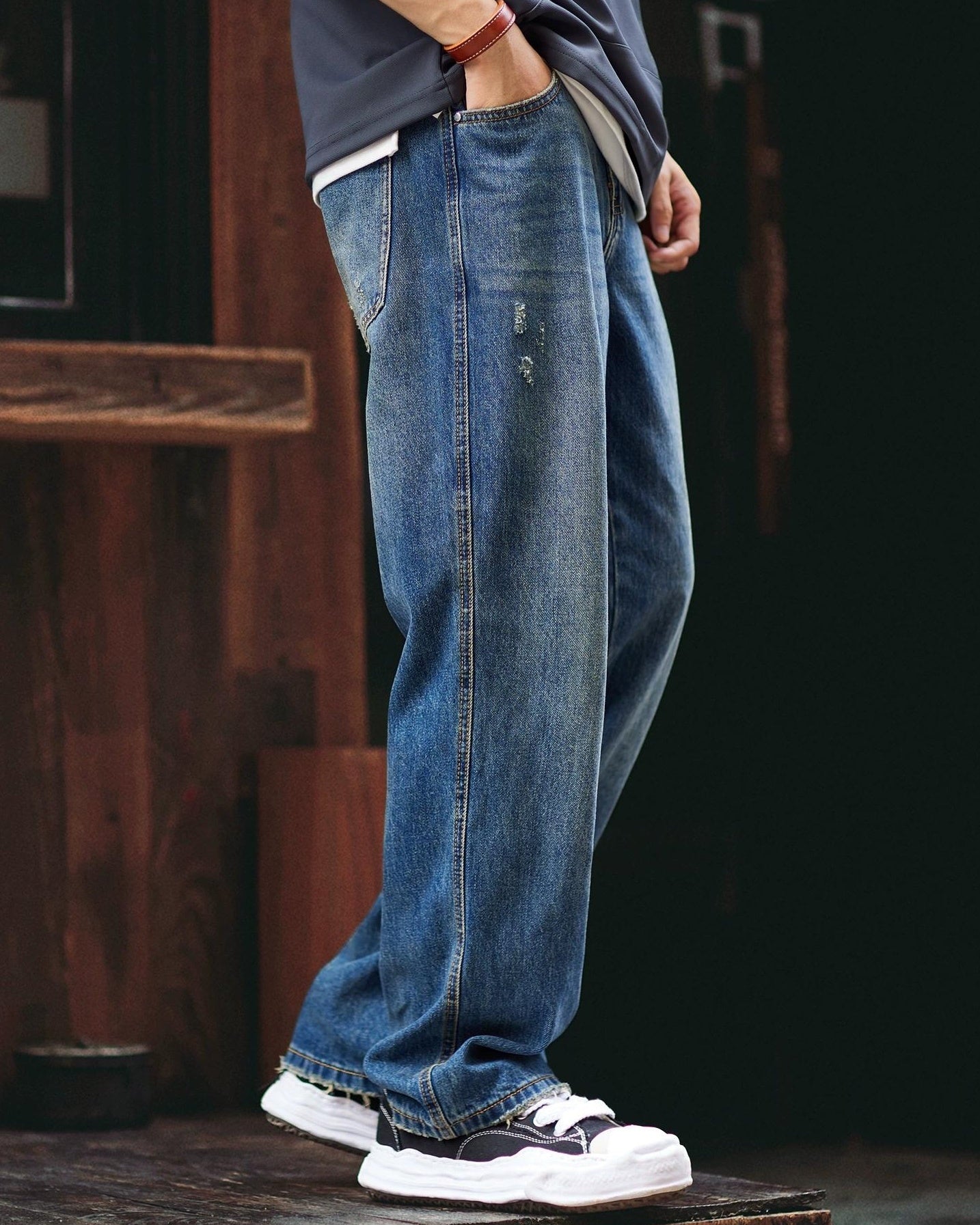 グロスター ルーズストレートデニムパンツ 2306