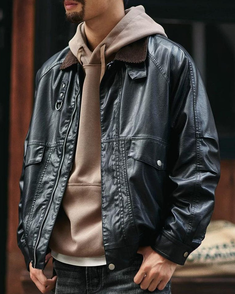 アードモア コーデュロイカラーPUレザージャケット 2396