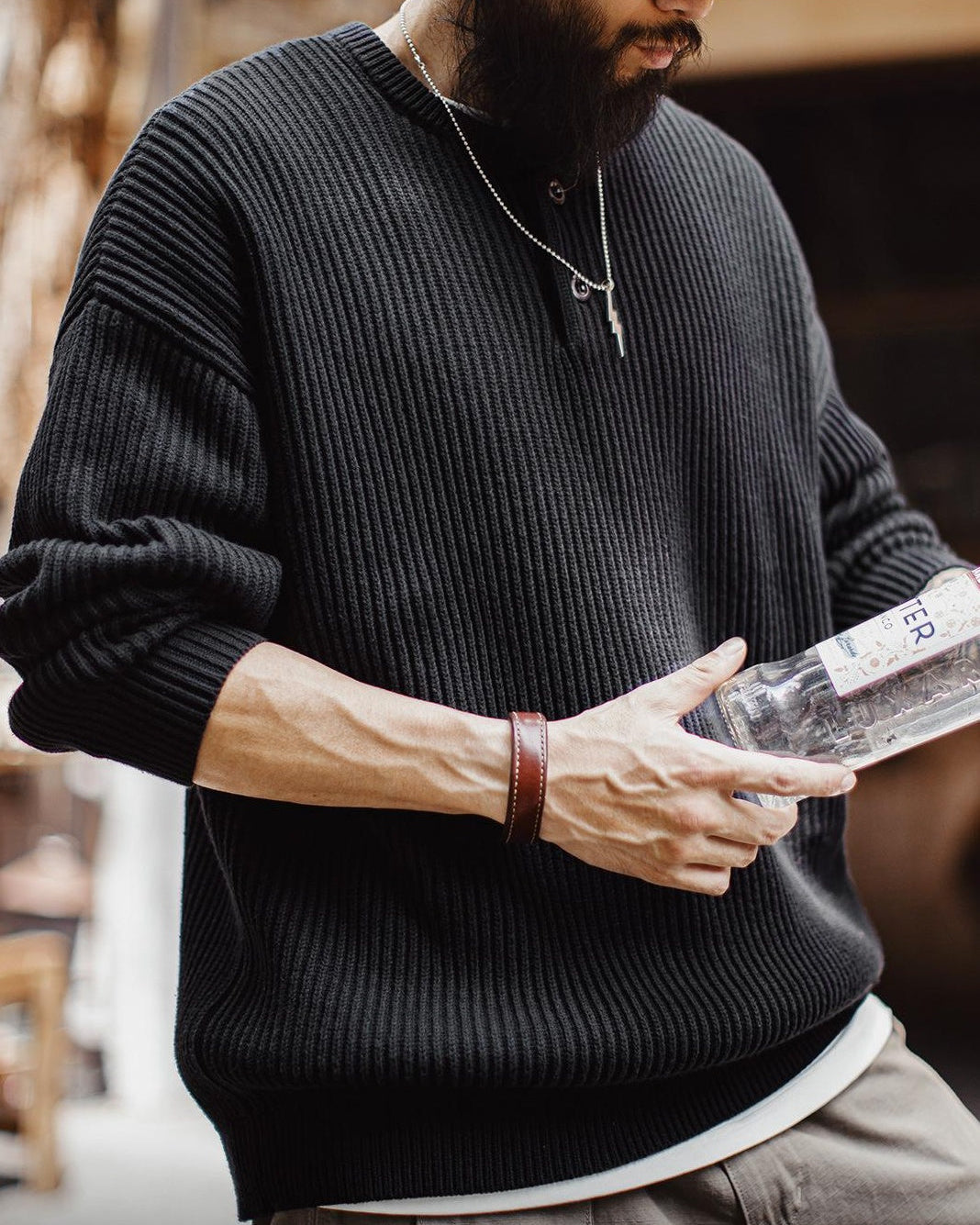 サンダスキー リブ編クルーヘンリーセーター 2414