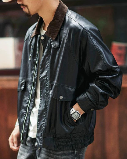 アードモア コーデュロイカラーPUレザージャケット 2396