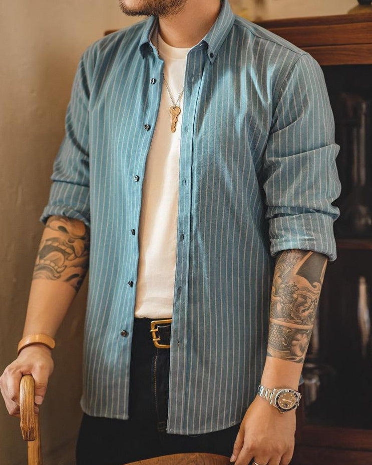 ワイリカ クラシックストライプボタンダウンシャツ 2602