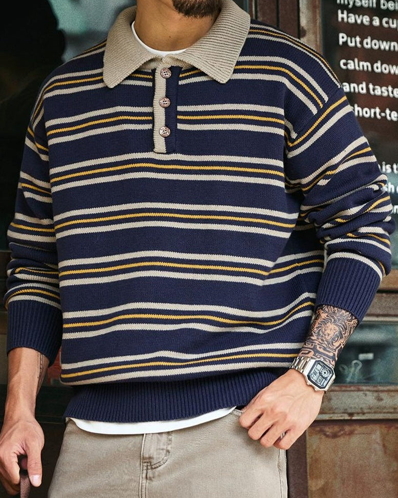 モントピリア ポロカラーレトロボーダーニット 2293