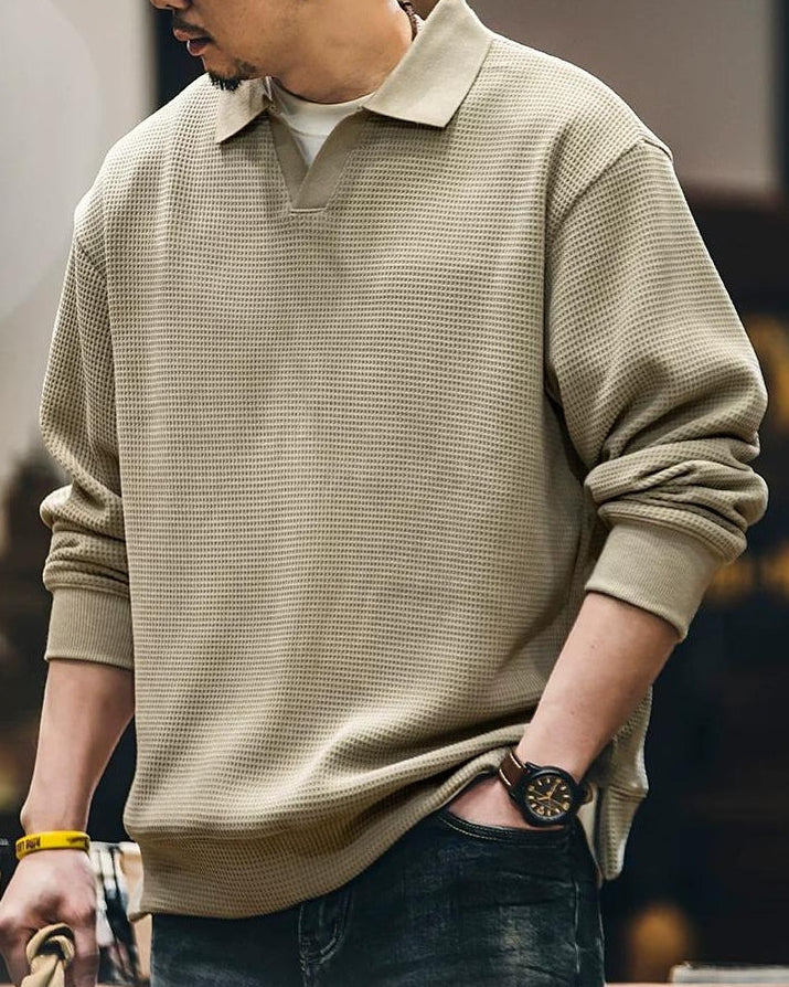 クインジー スキッパーポロワッフルプルオーバー 2445