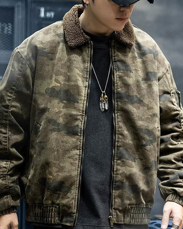 アタスカデロ ボアカラーカモ柄ボンバージャケット 2382