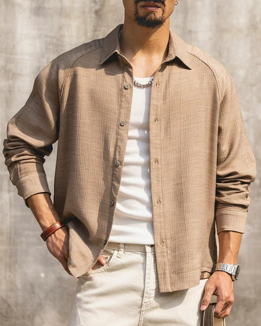 ポーツマス テクスチャードラグランカジュアルシャツ 2565