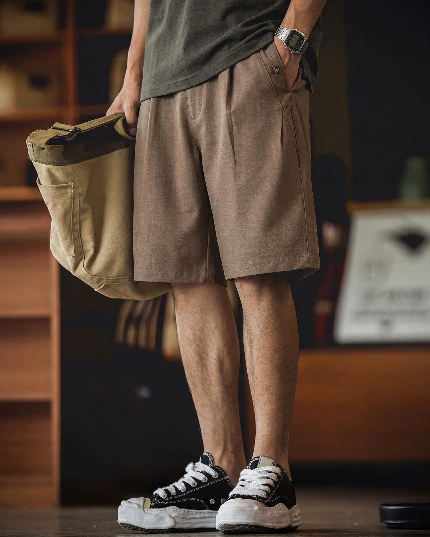 RUFFLOGラフロッグ　黒ショートパンツ ジッパーポケット付き　L BOTTOMS – RUFFLOG