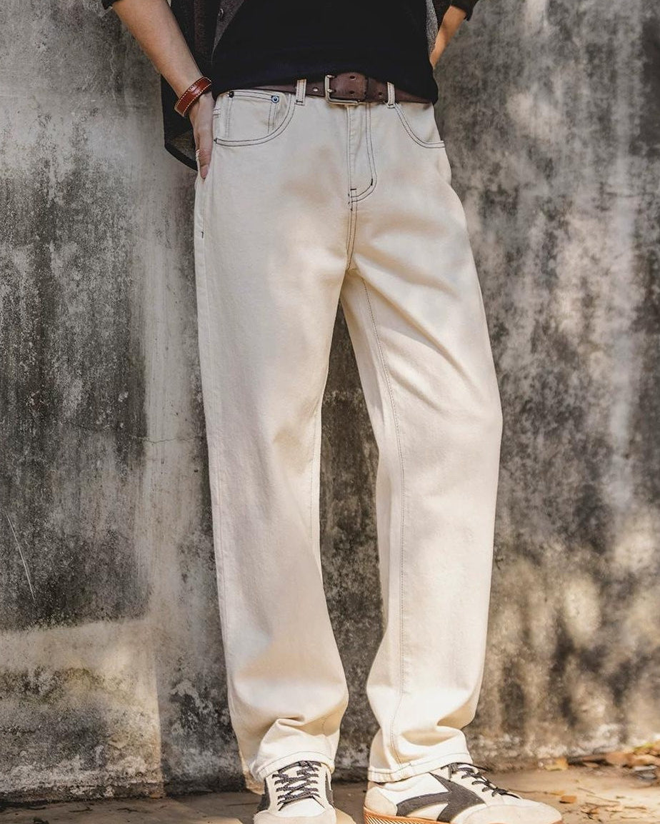 フォーチュナ ルーズストレートホワイトデニムパンツ 2500