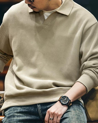 クインジー スキッパーポロワッフルプルオーバー 2445