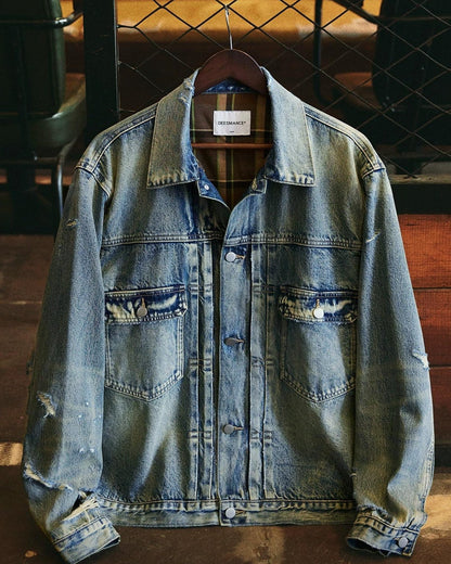 オデッサ ヴィンテージウォッシュ裏チェックデニムジャケット 2327