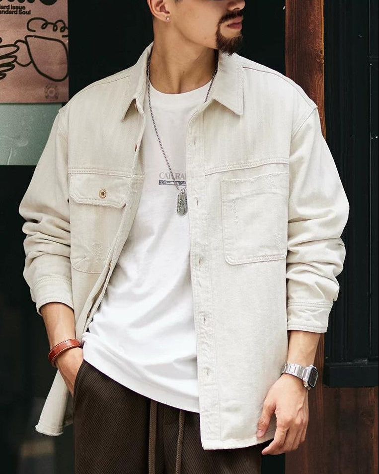 メイソンシティ ツイルヘリンボーンワークシャツブルゾン 2402