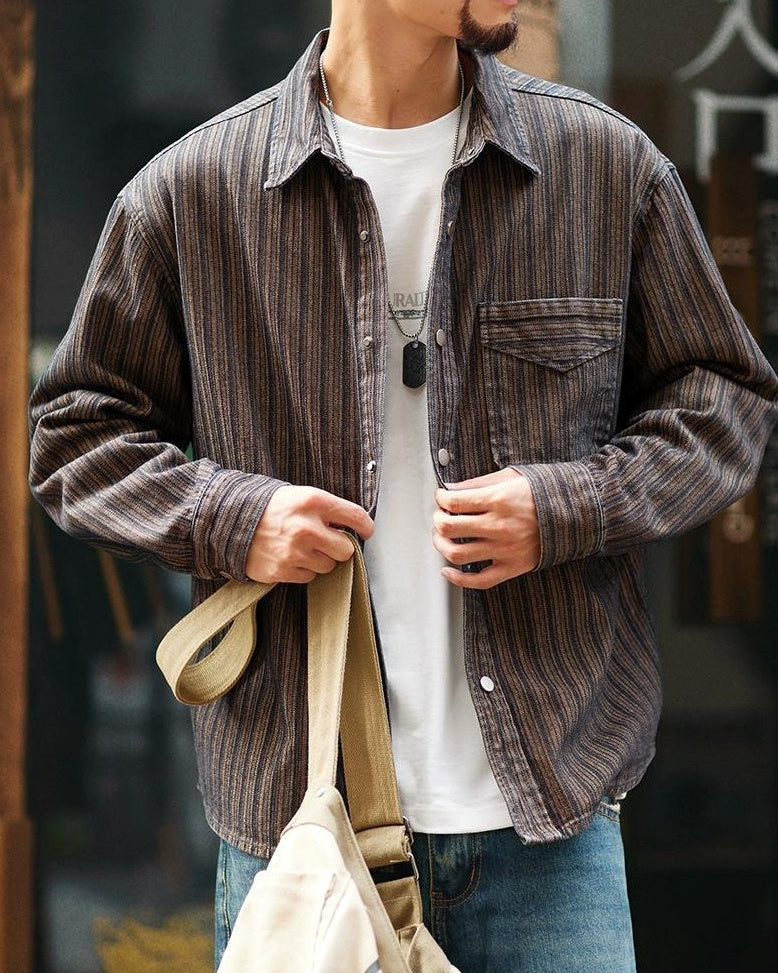 ブライアン ヘリンボーンストライプデニムシャツ 2330