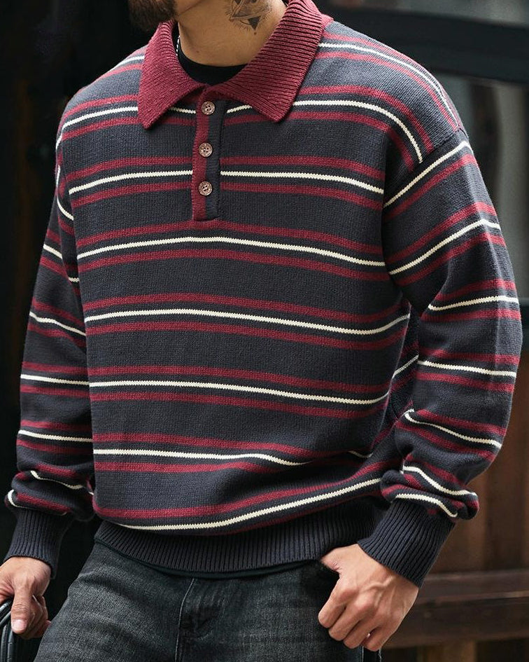 モントピリア ポロカラーレトロボーダーニット 2293