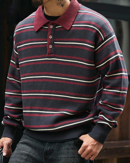 モントピリア ポロカラーレトロボーダーニット 2293