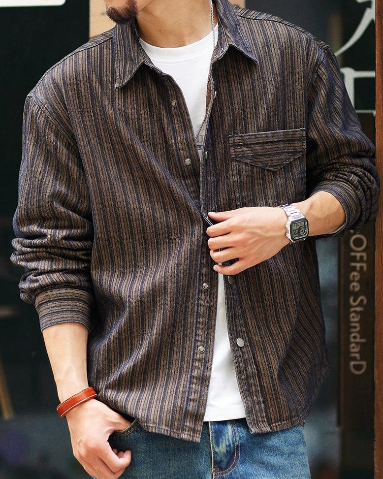 ブライアン ヘリンボーンストライプデニムシャツ 2330