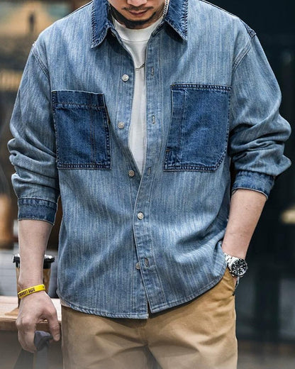 エンタープライズ ダブルポケットコントラストパネルシャツ 2421