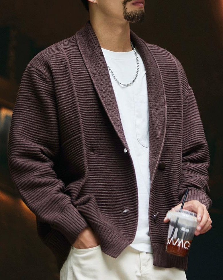 ギャラップ ショールカラーヘビーリブカーディガン 2324